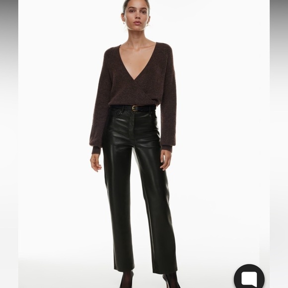 Aritzia Wilfred Melina Faux Leather Pants in Black - Picture 1 of 13